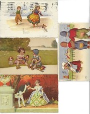 "Children Portraits and scenes" Lot 8 old vintage  artist drawn postcards segunda mano  Embacar hacia Mexico