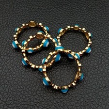 Usado, Anéis femininos esmaltados azuis anel de joias turco olho do mal cor ouro arco-íris cz comprar usado  Enviando para Brazil
