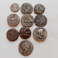 LOTE DE 10 MOEDAS DE BRONZE GREGAS ROMANAS ANTIGAS DE GRUPO DE PRATA, usado comprar usado  Enviando para Brazil