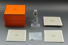 [N Estado perfeito/conjunto completo] Relógio feminino HERMES Rallye RA1.210 mostrador preto quartzo com caixa, usado comprar usado  Enviando para Brazil