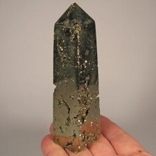 Obelisco de ponta de pedra preciosa polida torre de cristal pirita 4,6" - Peru comprar usado  Enviando para Brazil