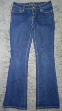 Jeans feminino Seven7 cintura baixa alargamento lavagem escura mistura de algodão tamanho 27 longo W31x L34 comprar usado  Enviando para Brazil