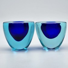 Vintage Murano Flavio Poli Sommerso Arte Italiana Orbe de Vidro Conjunto de 2 Castiçais comprar usado  Enviando para Brazil