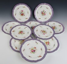 Conjunto de 10 pratos de jantar antigos de porcelana inglesa Coalport HP rosas flores roxas comprar usado  Enviando para Brazil