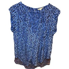 Blusa Rebecca Taylor feminina tamanho 8 sem mangas buraco na fechadura azul alto baixo 100% seda comprar usado  Enviando para Brazil