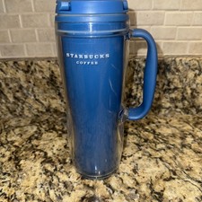 RARO 2008 Starbucks xícara de café acrílico azul copo de chá copo com cabo de borracha 16 oz comprar usado  Enviando para Brazil