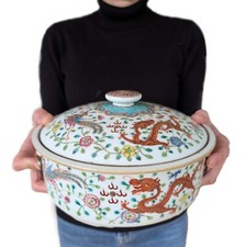 Panela de comida chinesa antiga com dragões e fênix, Qing tardio #2568, usado comprar usado  Enviando para Brazil