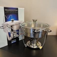 Tramontina 3 Qt Chafing Dish 18/10 aço inoxidável acabamento espelhado luz caixa usada, usado comprar usado Tramontina 3 Qt Chafing Dish 18/10 aço inoxidável acabamento espelhado luz caixa usada, usado comprar usado  Enviando para Brazil