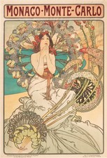 Pôsteres de viagem Mônaco Monte Carlo Alphonse Mucha Art Nouveau comprar usado  Enviando para Brazil