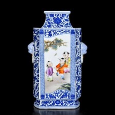 Usado, Arte colecionável pintura à mão figura de porcelana azul e branco vaso de duas orelhas comprar usado  Enviando para Brazil