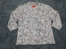 Camisa feminina Hearts Of Palm cinza média mistura de algodão paisley manga 3/4 gola V comprar usado  Enviando para Brazil