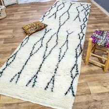 Tapete de corredor Beni Ourain - Tapete de corredor marroquino branco e preto 3x11 pés (100x340 cm) comprar usado  Enviando para Brazil