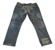 Jeans masculino vintage Christian Audigier 42X34 (44X32) botão pantera mosca Y2K comprar usado  Enviando para Brazil