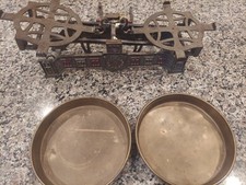 Escala de equilíbrio antiga de ferro fundido 5 kg com bandejas de latão LEIA*** VINTAGE  , usado comprar usado  Enviando para Brazil