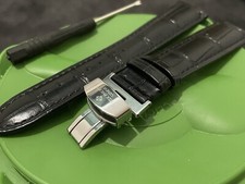 Pulseira de relógio de couro Patek Philippe 18mm 19mm 20mm preta com fecho de implantação comprar usado  Enviando para Brazil
