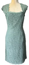 Vestido justo Adrianna Papell cor sálvia crochê elástico aberto costas tamanho 12 #25 comprar usado  Enviando para Brazil