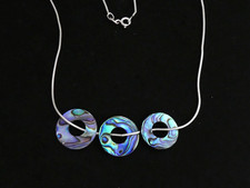 LINDO COLAR de prata esterlina 925 3 gotas circulares de pingente de disco concha Abalone comprar usado  Enviando para Brazil