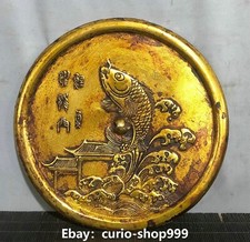 Estátua espelhada 7,2" Old Dynasty bronze puro dourado peixe besta animal inscrição, usado comprar usado Estátua espelhada 7,2" Old Dynasty bronze puro dourado peixe besta animal inscrição, usado comprar usado  Enviando para Brazil