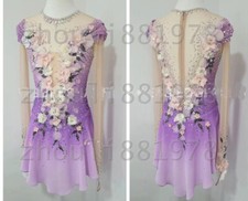Vestido de competição patinação artística meninas patinação no gelo tingimento roxo personalizado comprar usado  Enviando para Brazil