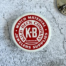 Reloj de hojalata vintage K-B Kilb-Beck material joyeros suministros Milwaukee WI segunda mano  Embacar hacia Mexico