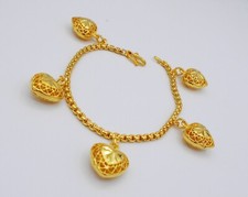 Berloque de coração pendurado 23K tailandês baht pulseira folheada a ouro amarelo joias femininas comprar usado  Enviando para Brazil