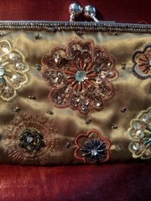 Satin beaded clutch for sale  YORK
