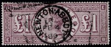1884 £1 marrom-lilás SG 186 EB Orbs Wmk NEWTON ABBOT CDS MUITO BOM ESTADO/FU gato. £ 3.500,00 comprar usado  Enviando para Brazil