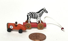 CASA DE BONECAS MINIATURA BRINQUEDO DE PUXAR MADEIRA DE UMA ZEBRA E UM CARRO DE CORRIDA DE BRINQUEDO, usado comprar usado  Enviando para Brazil