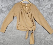 Blusa suéter Anthropologie grande envoltório com nervuras com laço na cintura marrom caramelo elástica  comprar usado  Enviando para Brazil