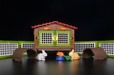 Cabana de coelhos Schleich 2025 Farm World com 2 coelhos 42728 (sem cabeça de leão) Estado perfeito comprar usado  Enviando para Brazil