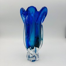 Vaso de vidro vintage Royal Gallery arte tulipa azul feito na Polônia 1999 soprado à mão comprar usado  Enviando para Brazil