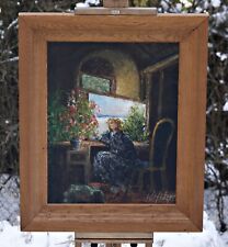 Wolfgang Heinz Unger (1929-2019) - Femme Au Fenêtre Fleurie, Huile Sur Toile comprar usado  Enviando para Brazil