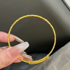 Pulseira elástica de ouro 18k sólida real com miçangas de salto pulseira de ouro fino joia comprar usado  Enviando para Brazil