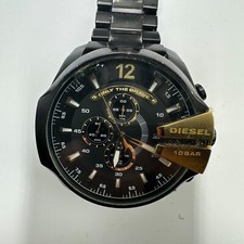 Usado, Relógio masculino Diesel Mega Chief preto tom dourado mostrador grande 53 mm pino faltando funcionando comprar usado  Enviando para Brazil
