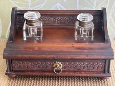 Usado, Mesa de madeira vitoriana arrumada, garrafas de tinta, desenhador estacionário, artesanato, década de 1890 comprar usado  Enviando para Brazil