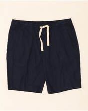 Shorts casual masculino ZARA grande W34 linho azul marinho QU06 comprar usado  Enviando para Brazil