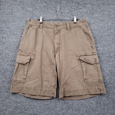 Shorts masculino Izod 34 marrom carga cintura média bolsos frente plana lona externa, usado comprar usado  Enviando para Brazil