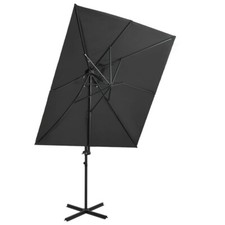 Używany, Parasol wiszący z podwójną czaszą, 250x250 cm, antracytowy na sprzedaż  PL