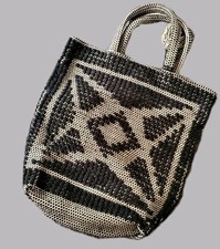Bolsa tote Abercrombie & Fitch preta macramê tapeçaria boho praia viagem verão comprar usado  Enviando para Brazil