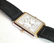 Vintage Seiko Ouro e Prata Dual Time Tank Relógio de Couro Preto 7F22-5019 NOVO comprar usado  Enviando para Brazil
