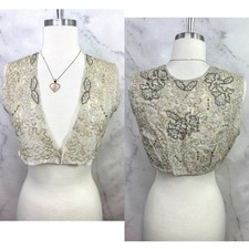 Antigo Colete Bolero de Renda Anos 60 Tamanho P Cinza Sequência Bordado Romântico Art Deco comprar usado Antigo Colete Bolero de Renda Anos 60 Tamanho P Cinza Sequência Bordado Romântico Art Deco comprar usado  Enviando para Brazil