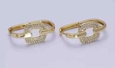 Brincos de argola atraentes de diamante simulado corte redondo 2 quilates folheados a ouro amarelo 14k comprar usado  Enviando para Brazil