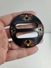 Fivela/lenço de madeira redonda vintage grande tchecoslováquia pintado à mão comprar usado  Enviando para Brazil