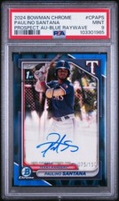 2024 BOWMAN CHROME PAULINO SANTANA PROSPECT Auto BLUE RAYWAVE /150 PSA 9, usado comprar usado  Enviando para Brazil