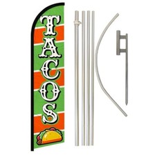 Kit de bandeira e vara de bandeira Tacos verde e laranja sem vento e ponta de chão comprar usado  Enviando para Brazil