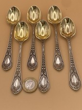 6 colheres de ovos de prata maciça antigas padrão samambaia rara FAB G.ADAMS 1878 LONDRES 162g comprar usado  Enviando para Brazil
