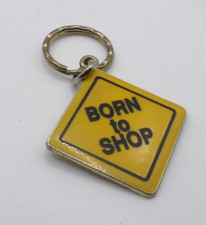 Chaveiro de metal amarelo vintage Born to Shop Street Sign cuidado comprar usado  Enviando para Brazil
