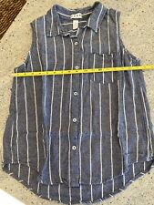 Blusa feminina DASH linho/raiom sem mangas listra azul e branca média comprar usado  Enviando para Brazil