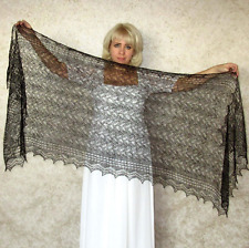 Lenço preto, xale russo quente Orenburg, envoltório de lã de cabra, pashmina, capa de luto, usado comprar usado  Enviando para Brazil