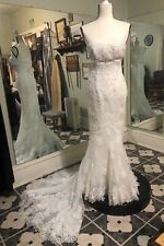 Vestido de noiva por Pronovias Barcelona marfim strass e prata miçangas trem tamanho 4 comprar usado  Enviando para Brazil